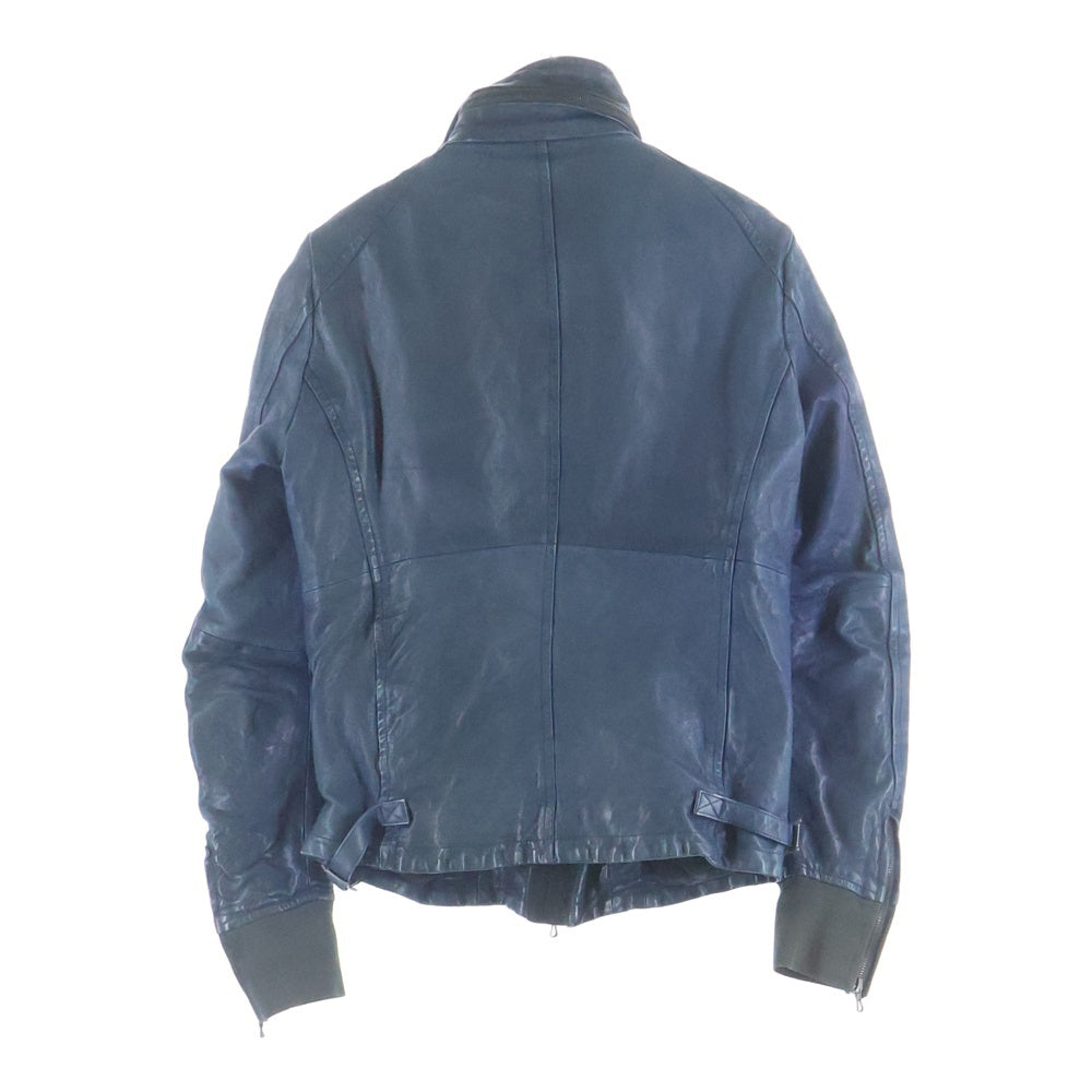 ATTACHMENT(アタッチメント) カーフレザー ジップアップレザージャケット ブルー
