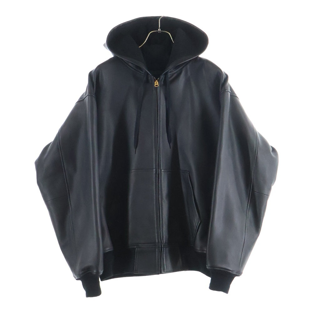 COMOLI(コモリ) カーフスキン ジップパーカ レザージャケット ブラック C03-01028