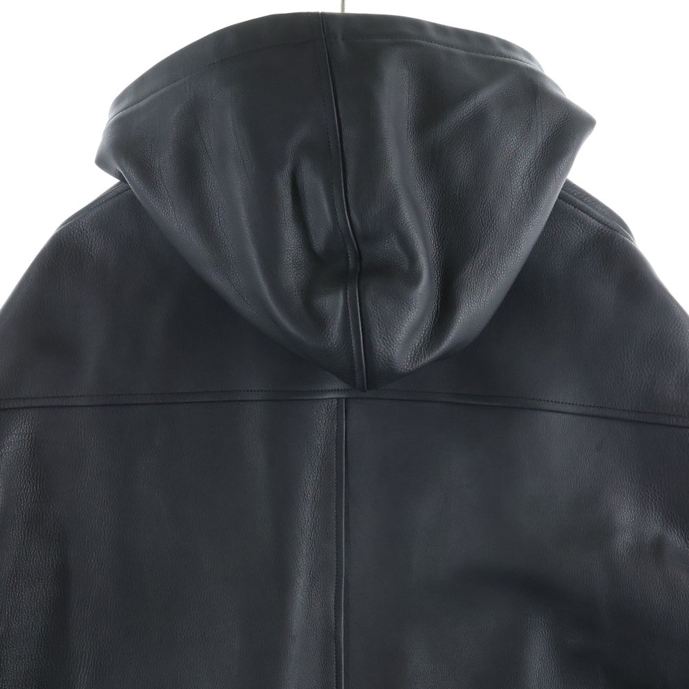 COMOLI(コモリ) カーフスキン ジップパーカ レザージャケット ブラック C03-01028