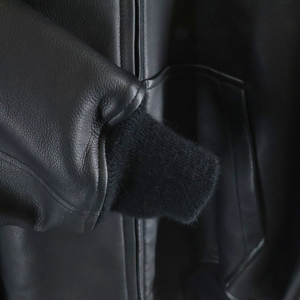 COMOLI(コモリ) カーフスキン ジップパーカ レザージャケット ブラック C03-01028