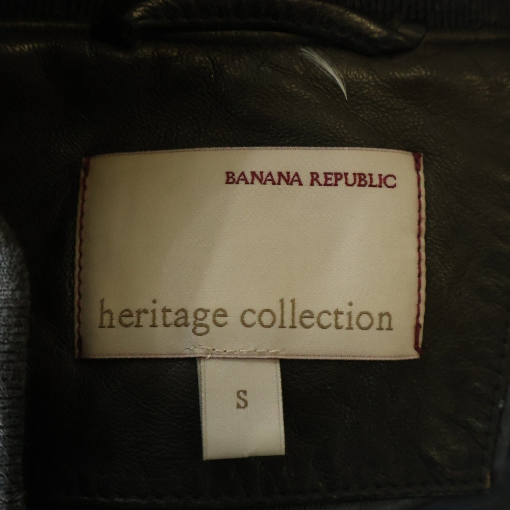 BANANA REPUBLIC(バナナリパブリック) Heritage Collection Snap Button Leather Jacket ヘリテージコレクション スナップボタンレザージャケット レザースタジアムジャケット ブラウン