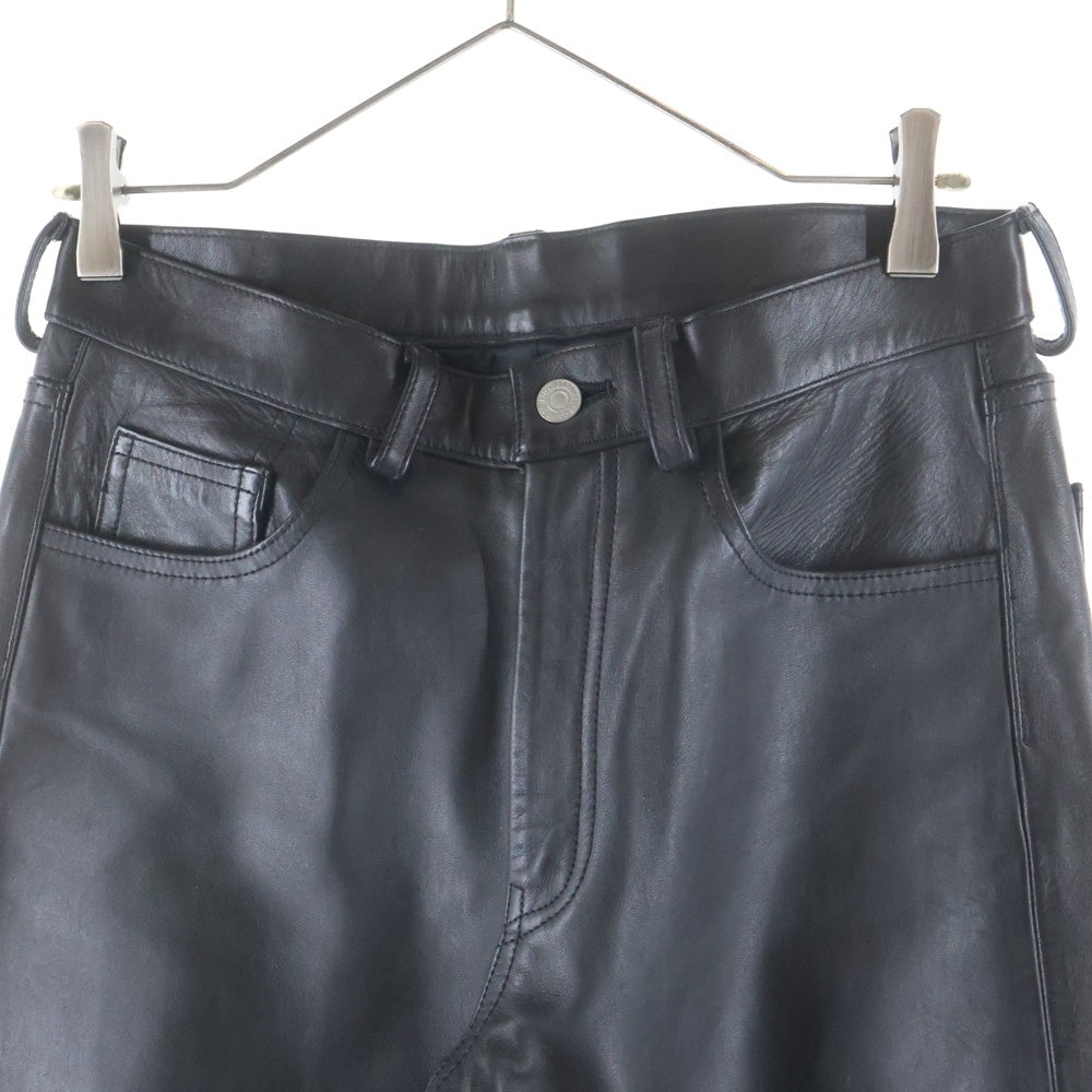 FULLCOUNT(フルカウント) 5 Pocket Zip fly Leather Pants 5ポケットジップフライレザーパンツ レザーストレートパンツ ブラック