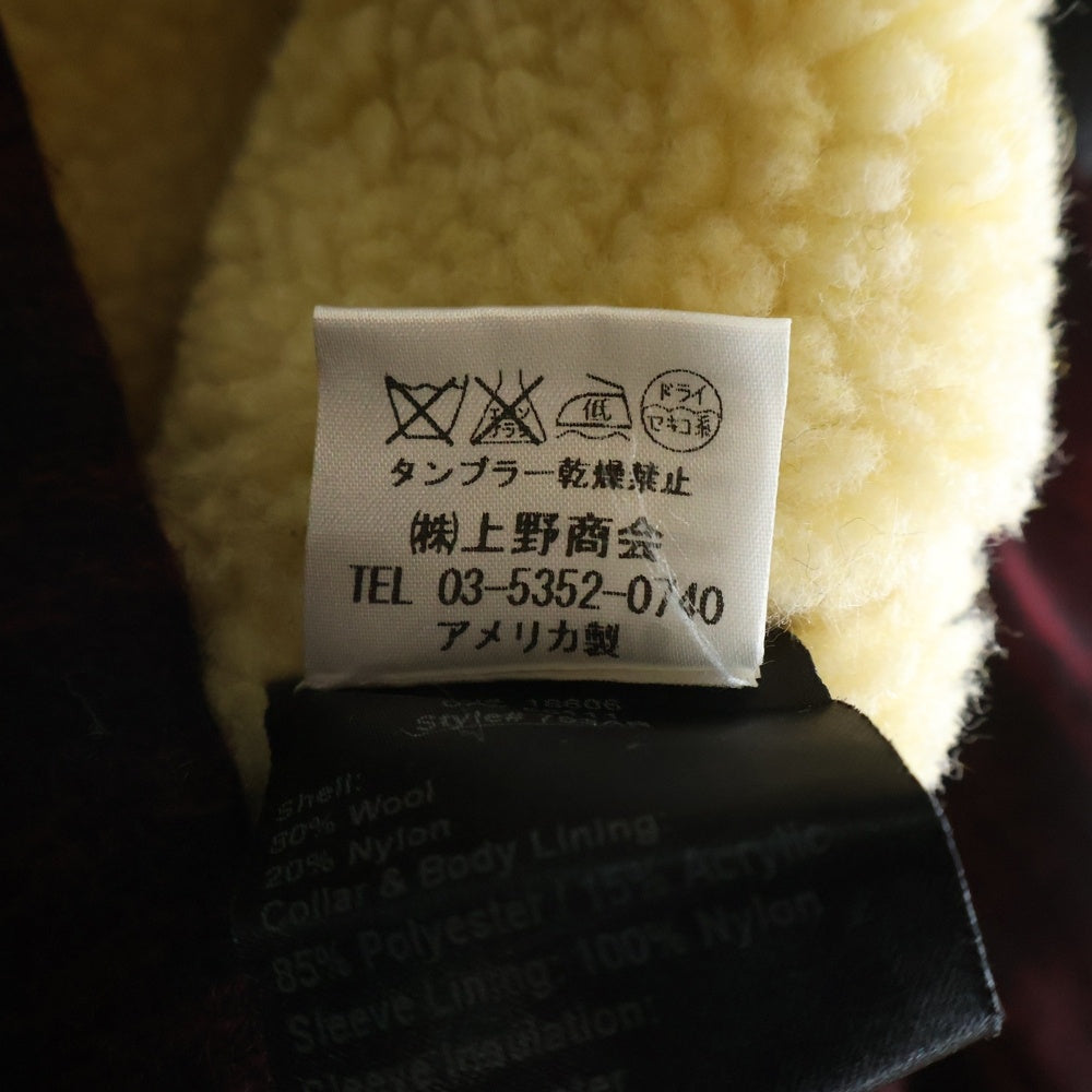 SCHOTT(ショット) フラワービッグコンチョ ウールチェック柄 ボアランチコート ジャケット レッド