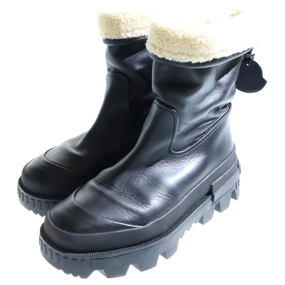 MONCLER(モンクレール) レザームートンブーツ シューズ ボアライナー レディース ブラック 37