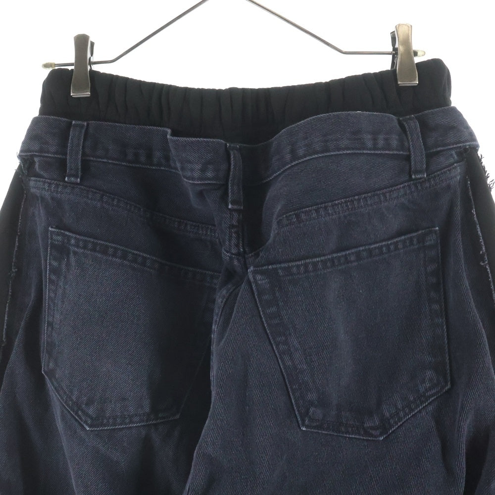 RIVINGTON roi Rebis(リヴィントンロイレビス ) Father Agency Fara-C jeans ダブルウエスト スウェット デニム レイヤードパンツ ブラック/グレー