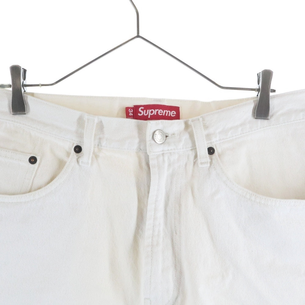 SUPREME(シュプリーム) 24SS Baggy Denim Short バギーデニムショート ロゴ刺繍デニムハーフパンツ ホワイト