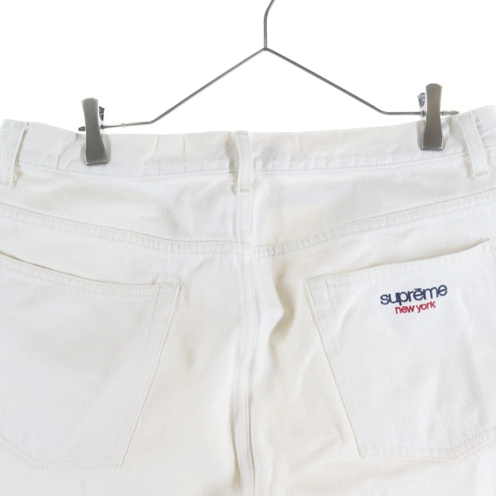 SUPREME(シュプリーム) 24SS Baggy Denim Short バギーデニムショート ロゴ刺繍デニムハーフパンツ ホワイト