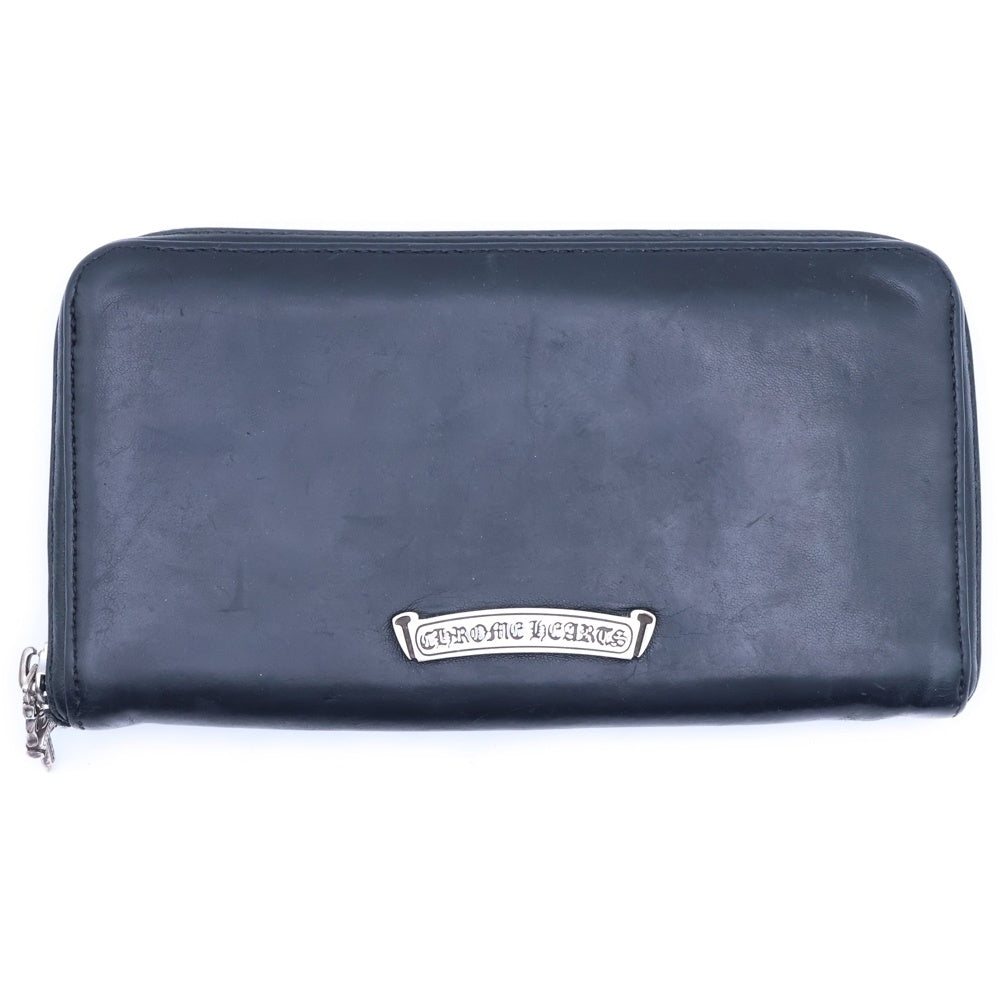 CHROME HEARTS(クロムハーツ) REC F ZIP ゼロピラミッドスタッズコーナー ラウンドジップレザー 財布 ブラック/シルバー