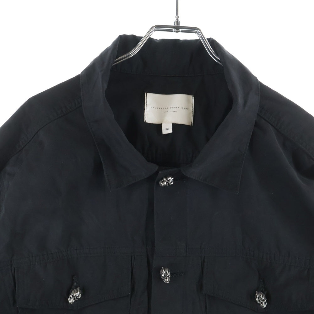 LAUNDERED WORKS CORP(ランダード ワークス コープ) スカルボタン ナイロン 長袖シャツ ブラック