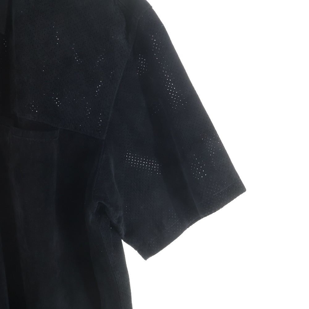 montage(モンタージュ) Suede Short Sleeve Shirts スエードショートスリーブシャツ スナップボタン半袖シャツ ブラック