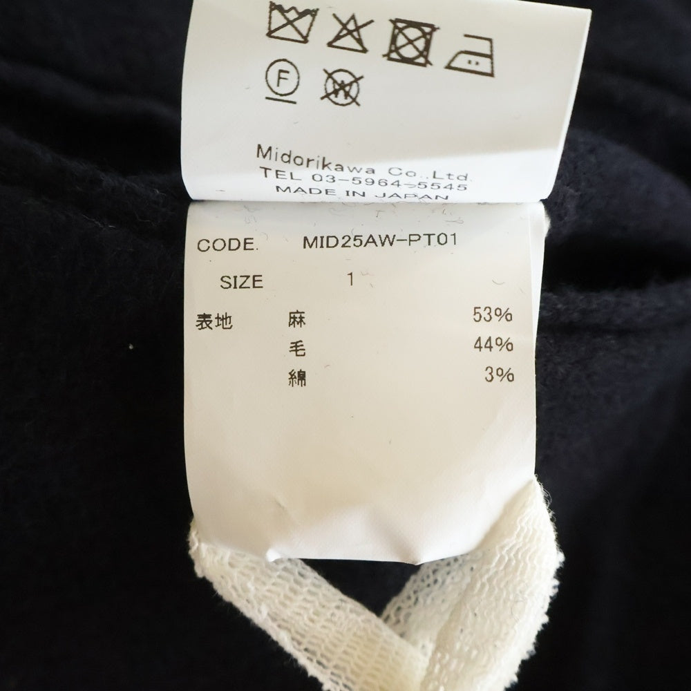 midorikawa(ミドリカワ) 25AW Belted Slacks ベルテッドスラックス ダメージ加工ストレートスラックス MID25AW-PT01 ブラック