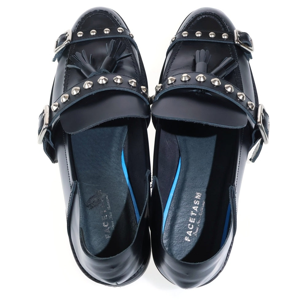 FACETASM(ファセッタズム) スタッズ フリンジ レザー ローファー シューズ ブラック