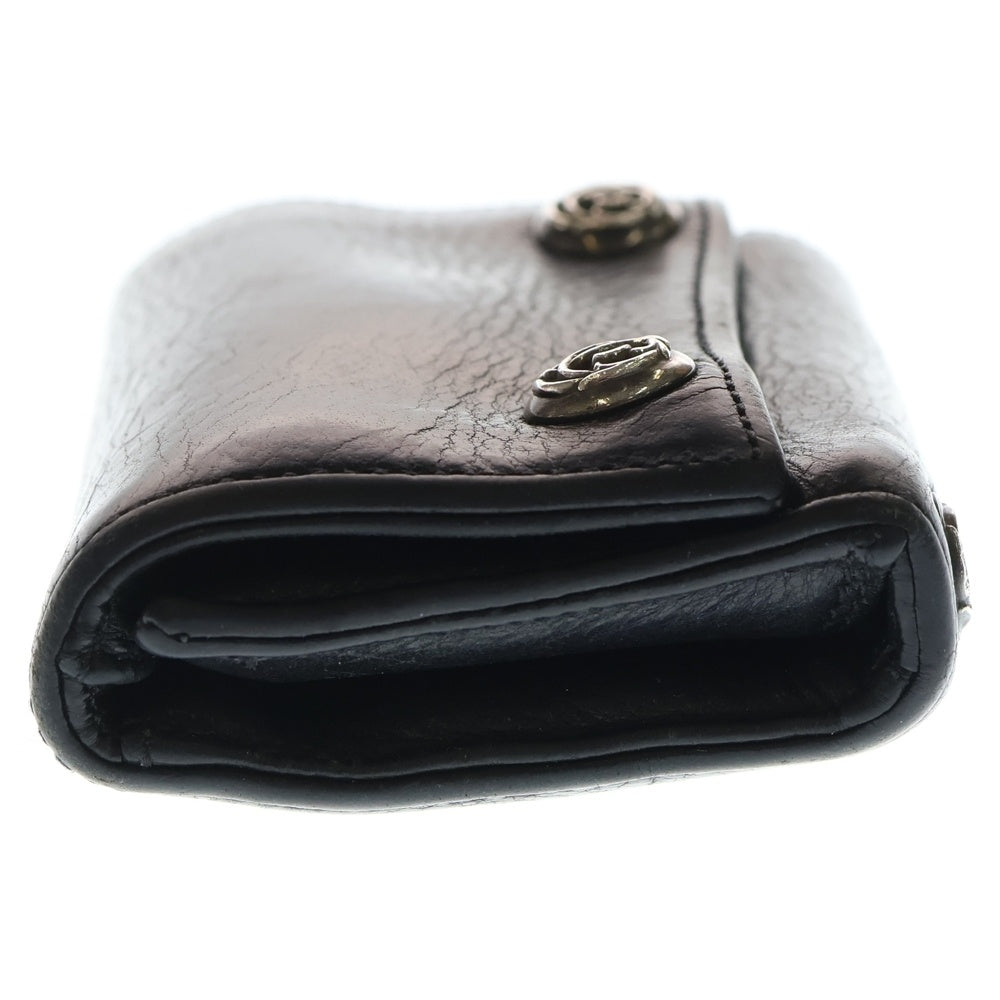 CHROME HEARTS(クロムハーツ) 3FOLD 3フォールド フローラルボタン レザーウォレット 財布 ブラック