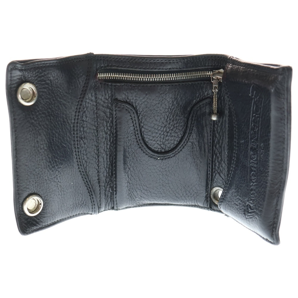 CHROME HEARTS(クロムハーツ) 3FOLD 3フォールド フローラルボタン レザーウォレット 財布 ブラック