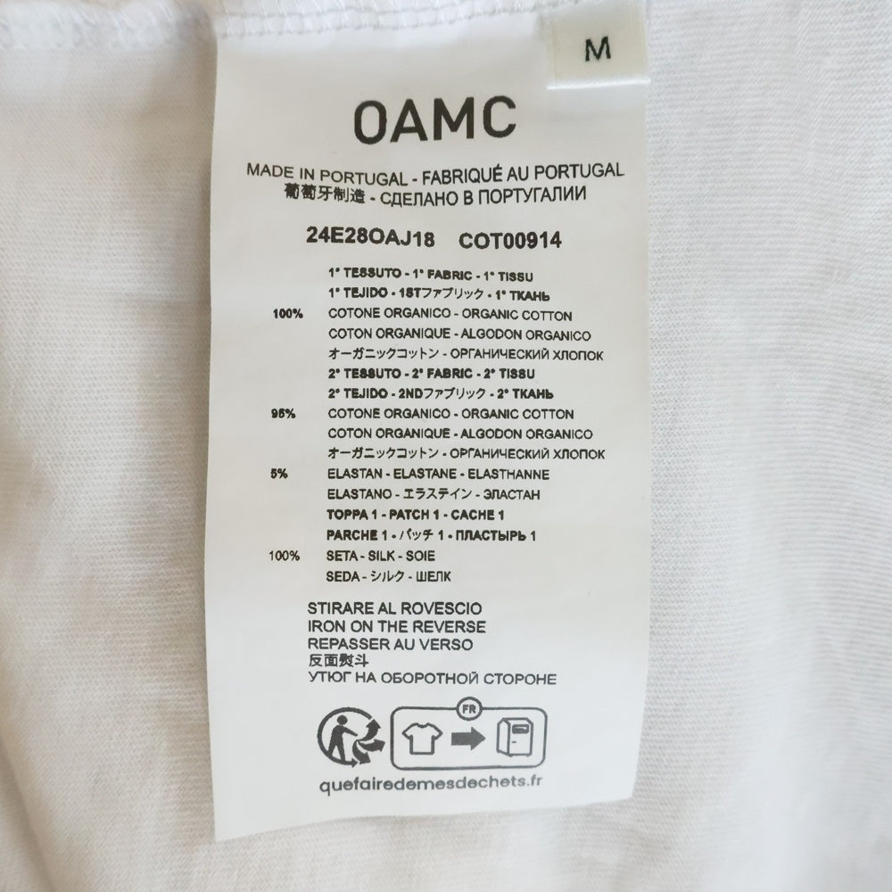OAMC(オーエーエムシー) Silk Patch S/S Tee シルクパッチTシャツ クルーネック半袖Tシャツ カットソー 24E28OAJ18 ホワイト