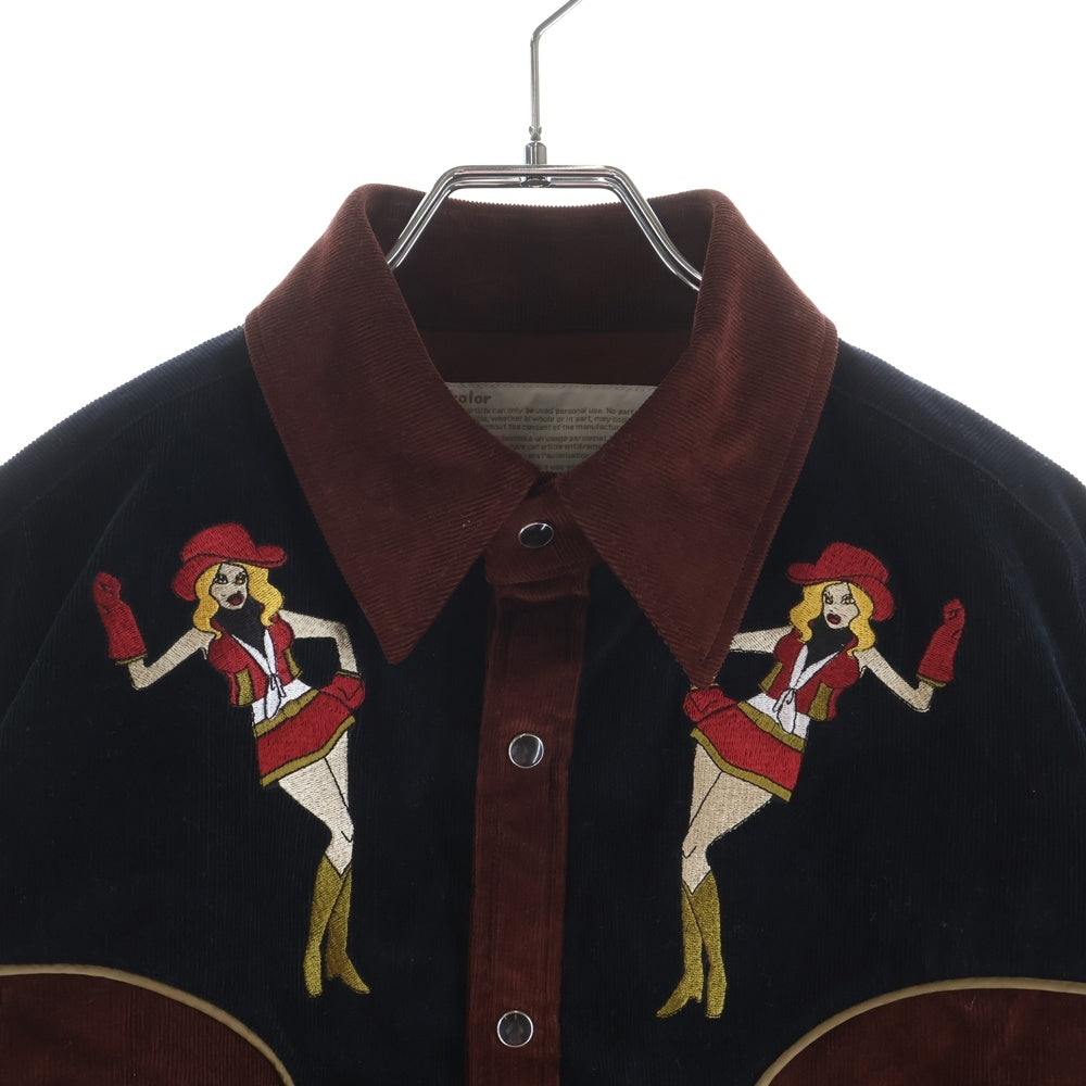 kolor(カラー) 24AW Western Shirt ロゴ刺繍ウエスタンシャツ 24WCM-B03117 ブラウン