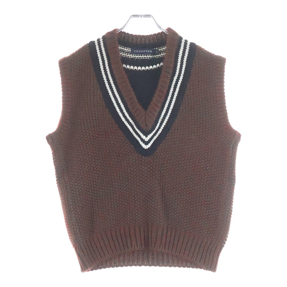 NO BRAND(ノーブランド) COGNOMEN コグノーメン LAYERED KNIT VEST レイヤードニットベスト Vネックニットベスト WA-KN-U03 バーガンディー