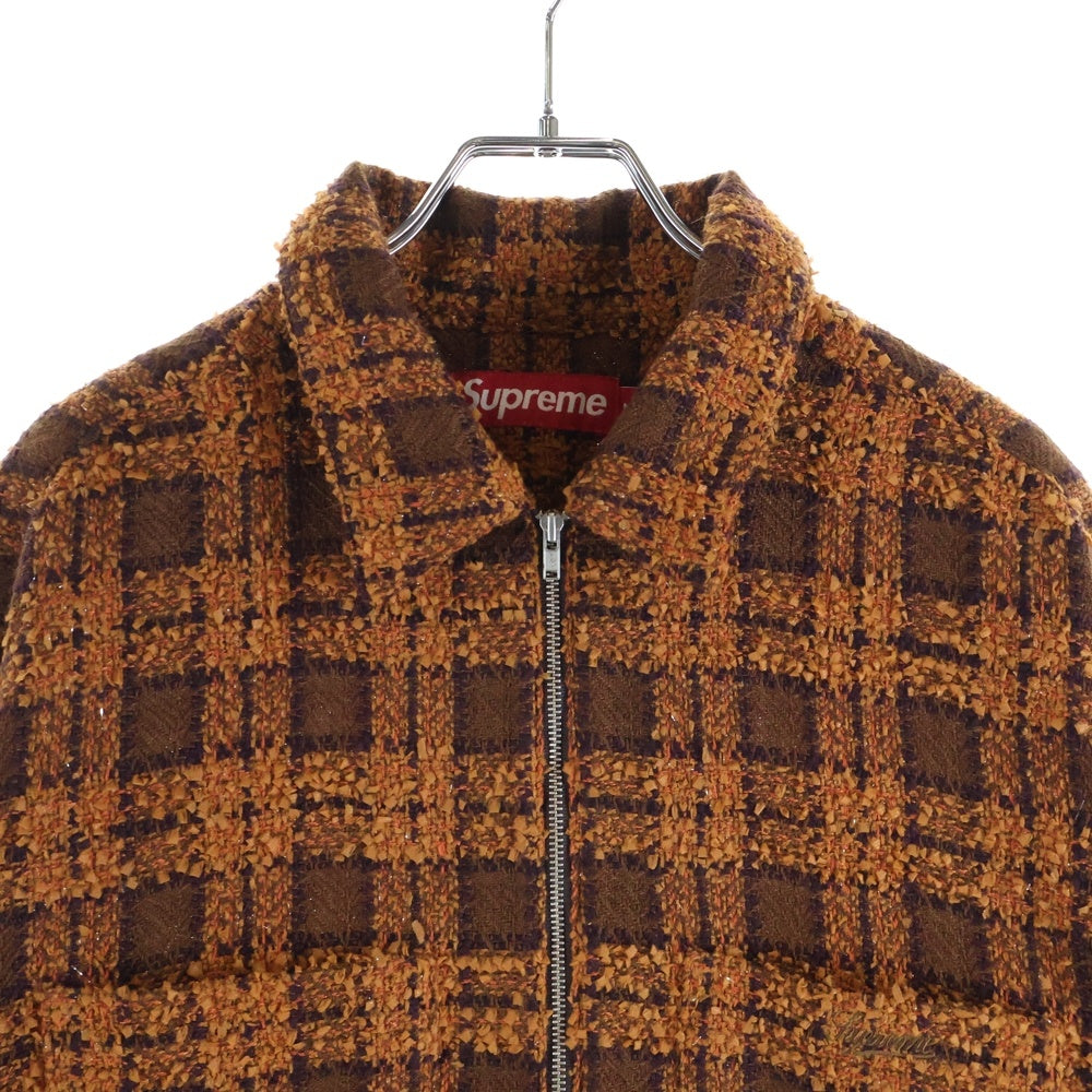 SUPREME(シュプリーム) 24AW Boucle Zip Up Shirt ブークレジップアップシャツ ジップアップツイード長袖シャツ ブラウン