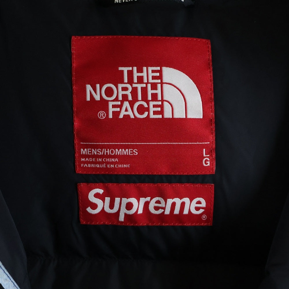 SUPREME(シュプリーム) 21AW Bleached Denim Print Nuptse Jacket ブリーチド デニム プリント ヌプシ ダウン ジャケット ブルー ND52100I