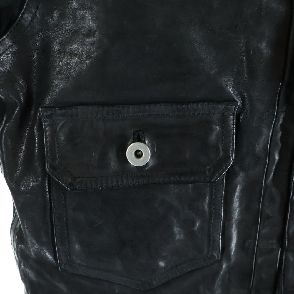 ISAMU KATAYAMA BACKLASH(イサムカタヤマバックラッシュ) 2ndType イタリーショルダー カウレザー 2ndType レザートラッカージャケット 製品染め ブラック