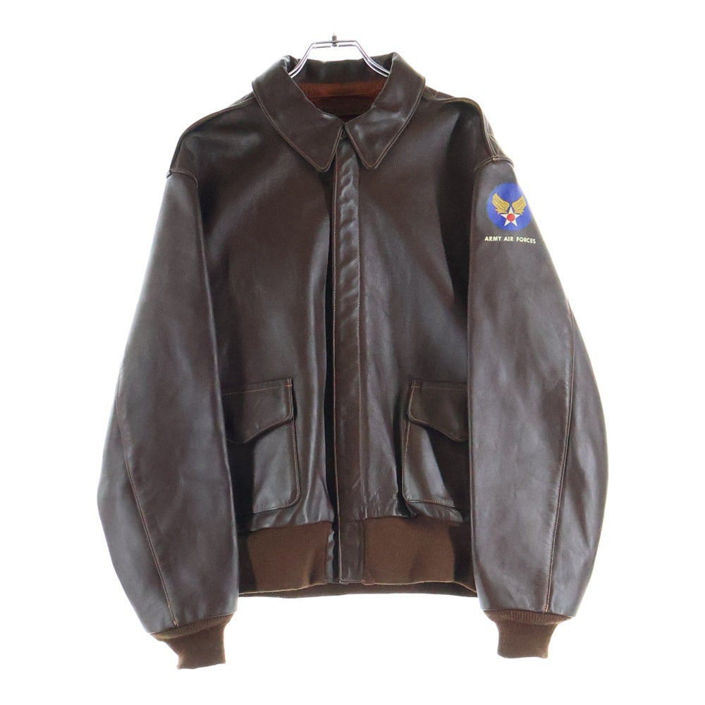 THE REAL McCOY'S(ザリアルマッコイ) AIR FORCE U.S ARMY エアフォース U.S アーミー TYPEA-2 レザー ジップアップ フライト ジャケット ブラウン