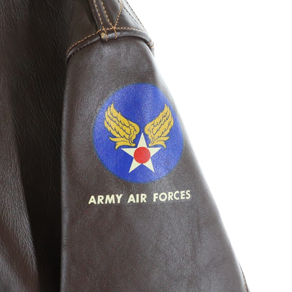 THE REAL McCOY'S(ザリアルマッコイ) AIR FORCE U.S ARMY エアフォース U.S アーミー TYPEA-2 レザー ジップアップ フライト ジャケット ブラウン