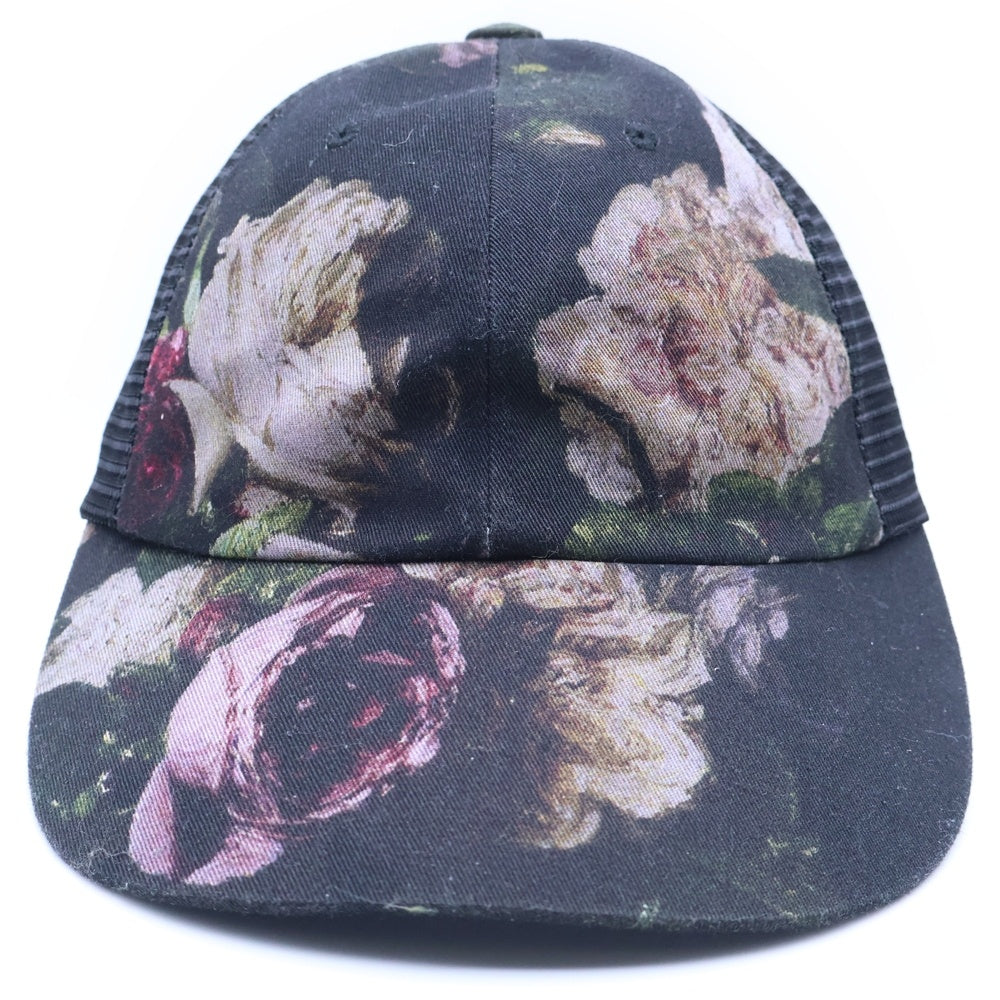 LAD MUSICIAN(ラッドミュージシャン) 24SS Paint Flower Mesh Cap ペイントフラワーメッシュキャップ 帽子 ブラック