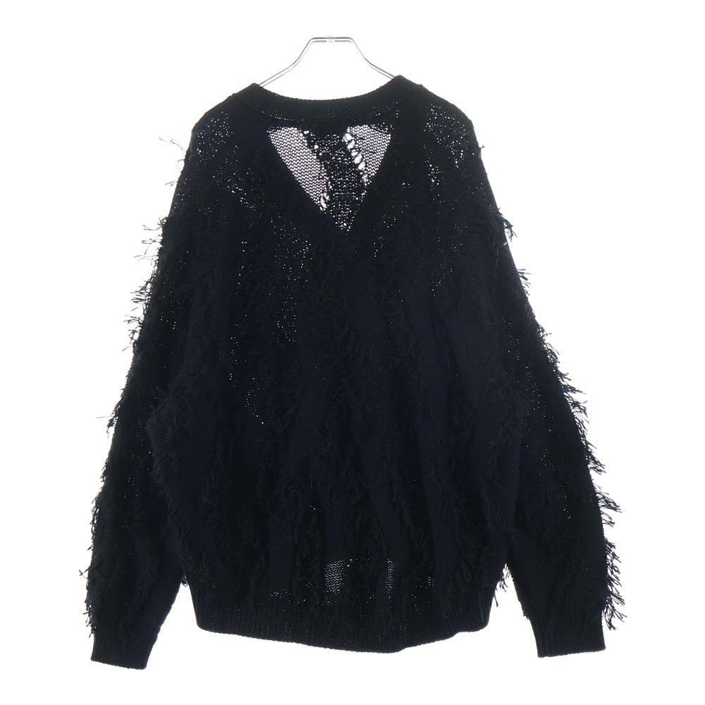 LAD MUSICIAN(ラッドミュージシャン) 24SS Low Gauge Fringe Cardigan ローゲージフリンジカーディガン フリンジ加工ニットカーディガン 2125-021 ブラック