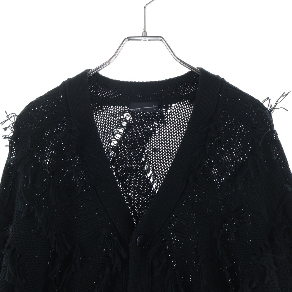 LAD MUSICIAN(ラッドミュージシャン) 24SS Low Gauge Fringe Cardigan ローゲージフリンジカーディガン フリンジ加工ニットカーディガン 2125-021 ブラック