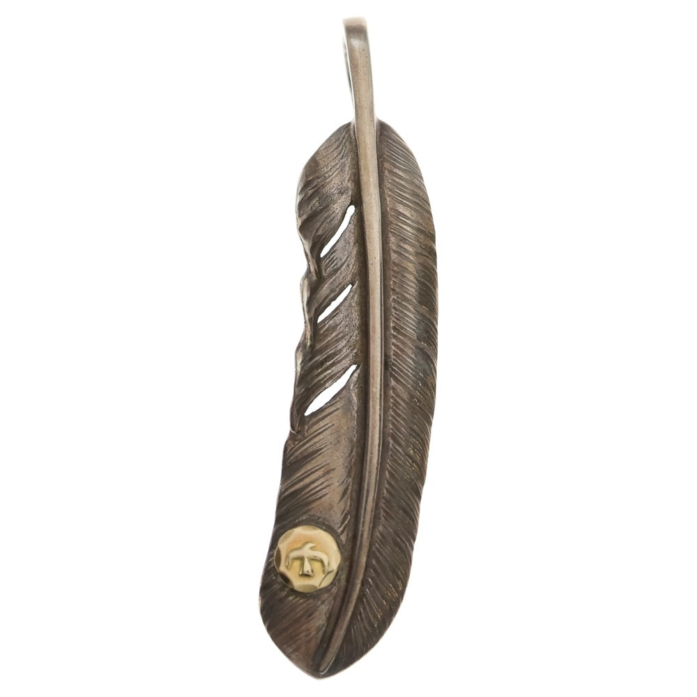 goro's(ゴローズ) 【現行】メタル付き特大フェザー 右向き ペンダントトップ シルバー/ゴールド BGA035