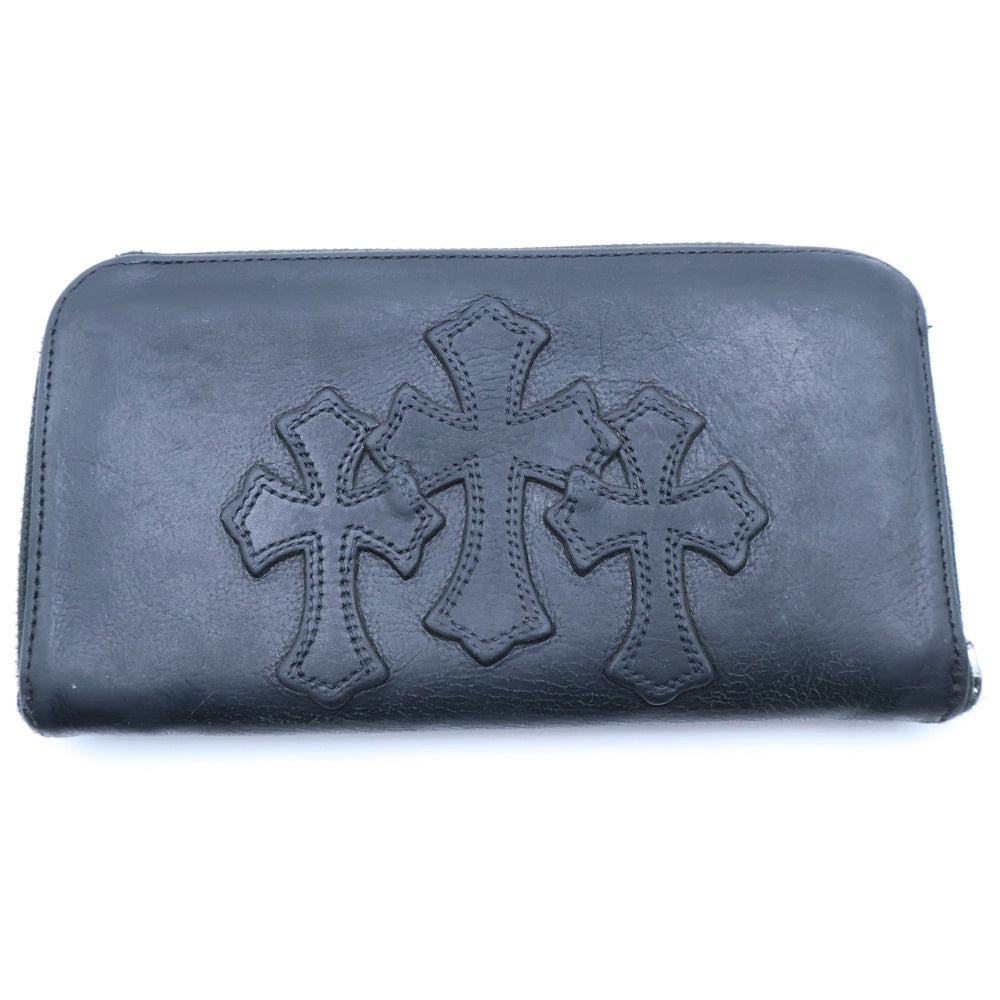 CHROME HEARTS(クロムハーツ) REC F ZIP 3クロス ラウンドジップレザーウォレット 財布 ブラック BCA368