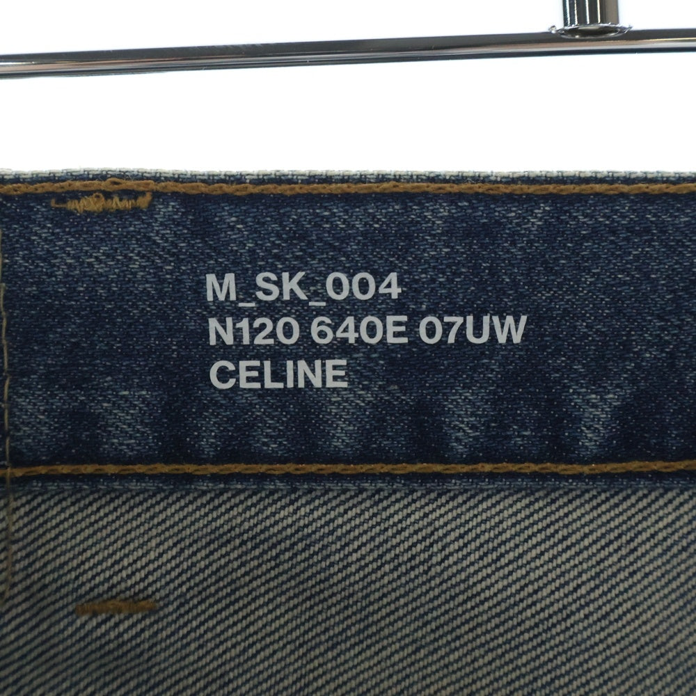 CELINE(セリーヌ) レザーパッチ ジップフライ スキニーデニムパンツ ジーンズ インディゴ N120 640E 07UW