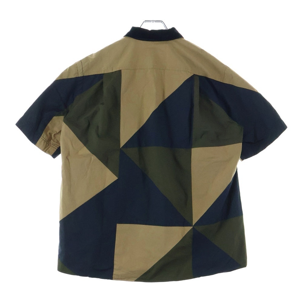 Sacai(サカイ) 21SS Hank Willis Thomas Solid Mix Shirt ツイル 切替 ソリッドミックス 半袖シャツ マルチカラー 21-02448M