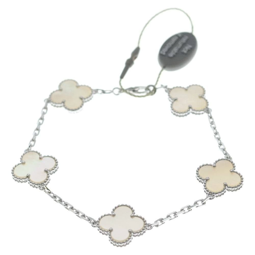 Van Cleef & Arpels(ヴァンクリーフアンドアーペル) ヴィンテージ アルハンブラ ブレスレット 5モチーフ Au750 VCARF48400 ホワイトゴールド レディース