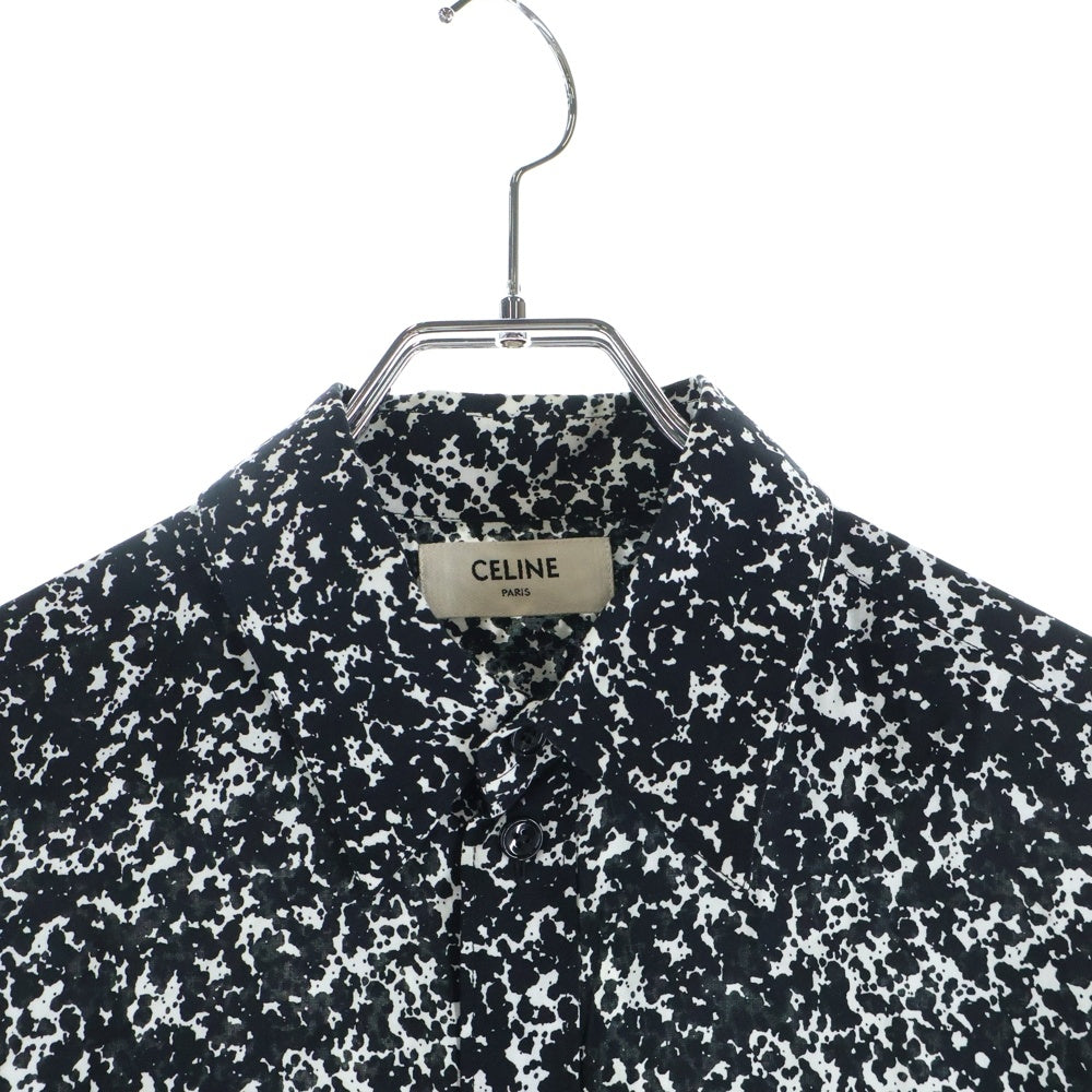 CELINE(セリーヌ) 19AW スプラッター マーブルプリントクラシック総柄長袖シャツ ブラック 2C028371F
