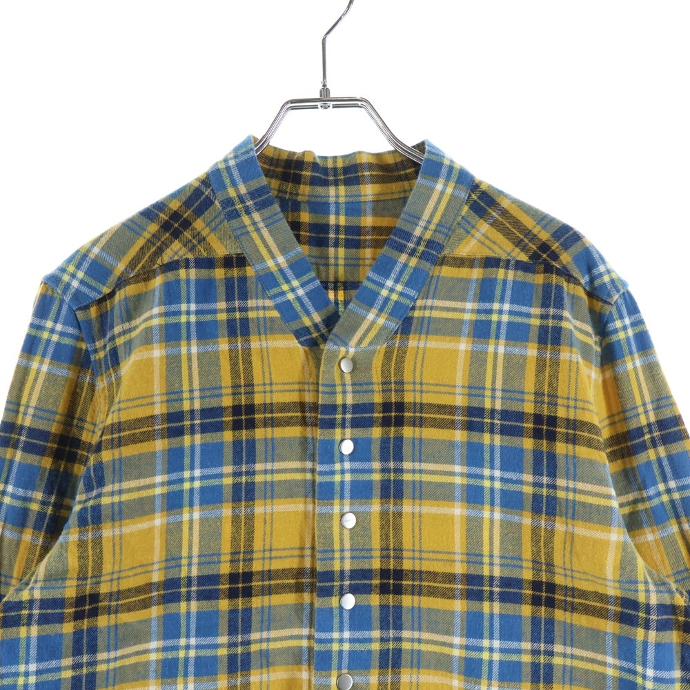 Rick Owens(リックオウエンス) 21SS PHLEGETHON Snap Collar Faun Shirts プレゲトン期 スナップカラーファウンシャツ スナップボタンチェック長袖シャツ RU21S6290-CP イエロー