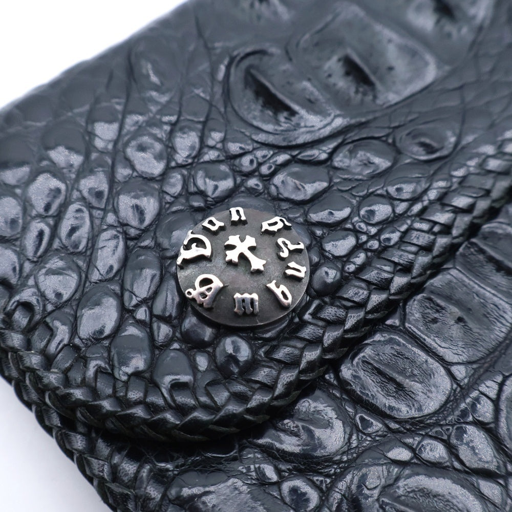 VAN AMBURG(ヴァンアンバーグレザーズ) Crocodile Medium Biker Wallet クロコダイルミディアムバイカーウォレット 財布 ブラック