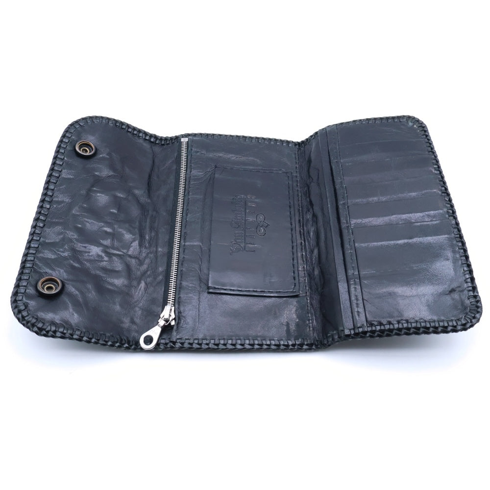 VAN AMBURG(ヴァンアンバーグレザーズ) Crocodile Medium Biker Wallet クロコダイルミディアムバイカーウォレット 財布 ブラック