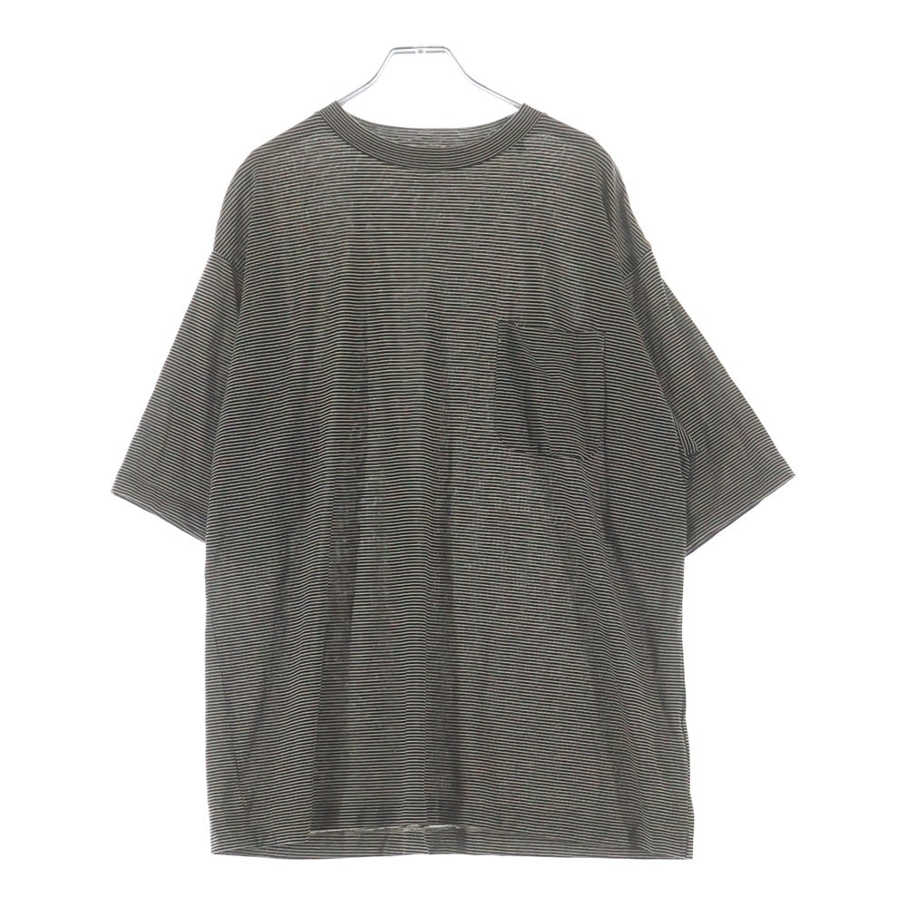 COMOLI(コモリ) Summer Wool S/S T-Shirts サマーウール半袖Tシャツ クルーネックボーダーカットソー Z01-05023 ブラック/ホワイト