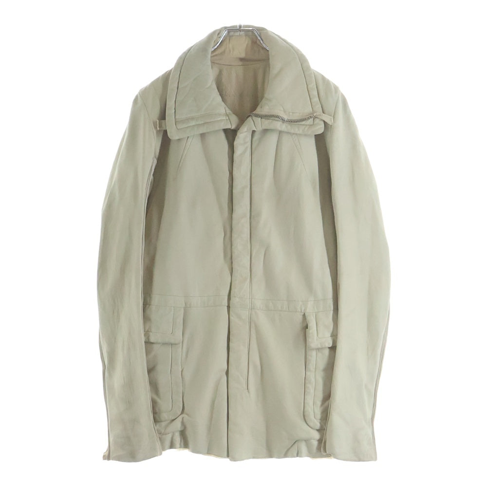 Rick Owens(リックオウエンス) ARCHIVE Olmar and Mirta Lamb Leather Jacket オルマー&ミルタ期 ラムレザージャケット ジップアップハイネックレザージャケット RO6730 クリーム
