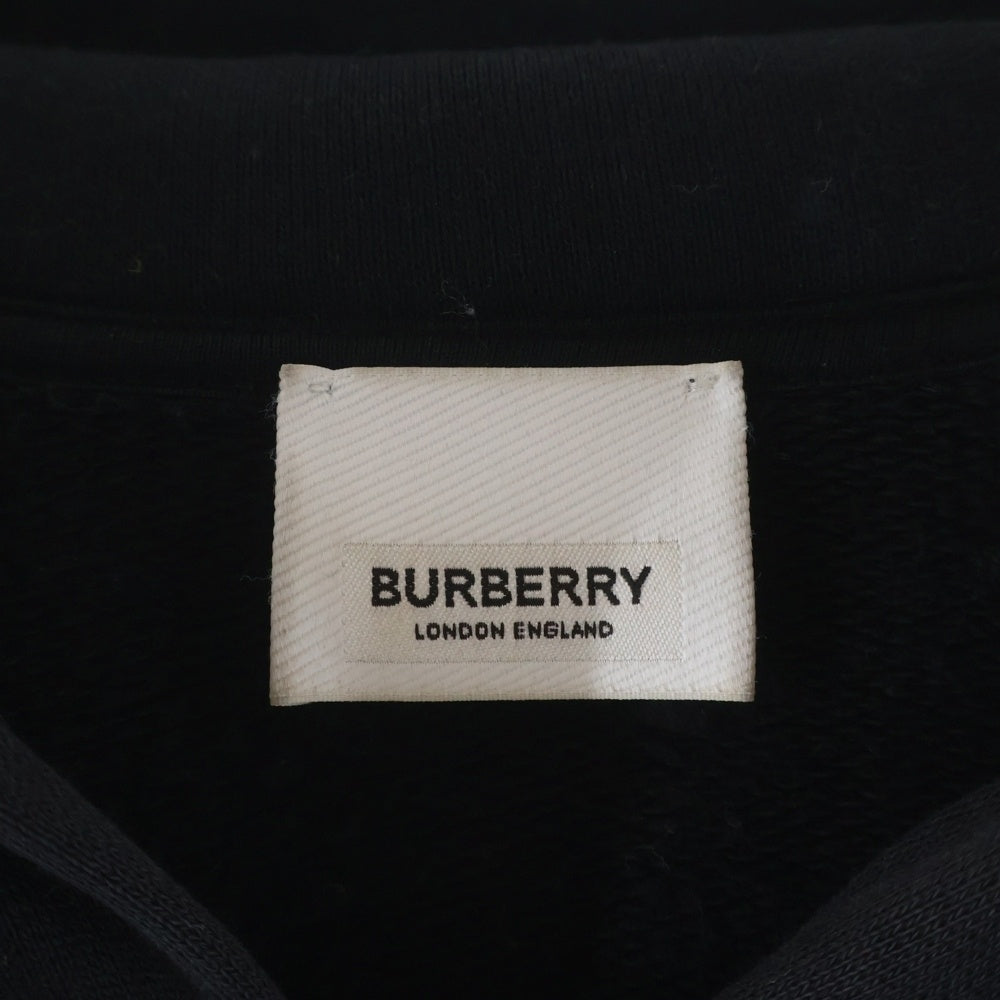 BURBERRY LONDON(バーバリーロンドン) 20AW ロゴプリント ヴィンテージチェック スウェットプルオーバーパーカー 8025684 ブラック