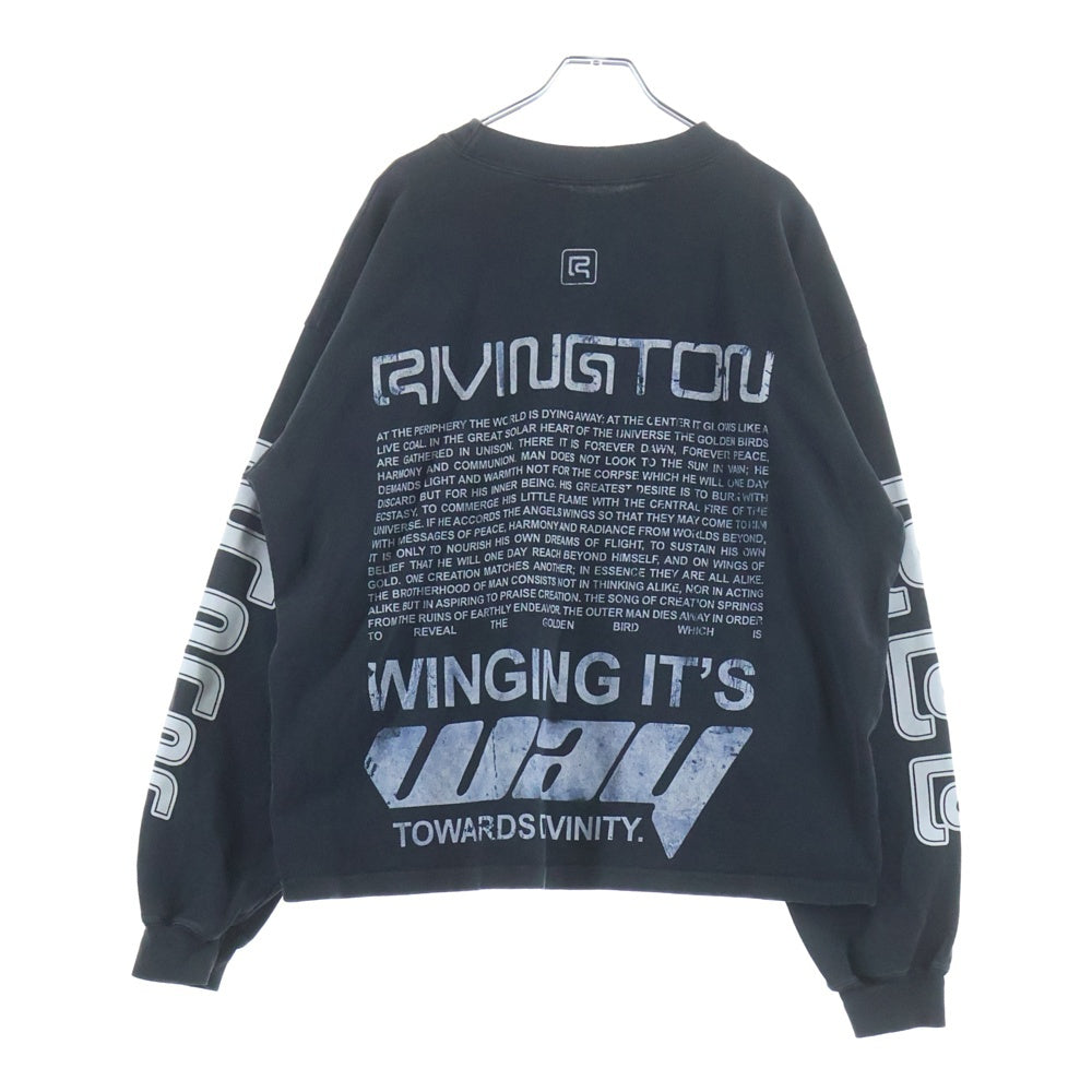 RRR123 RIVINGTON roi Rebis(リヴィントンロイレビス) GARDEN L/S TEE ガーデンロングスリーブティー ロゴプリント長袖Tシャツ カットソー ブラック