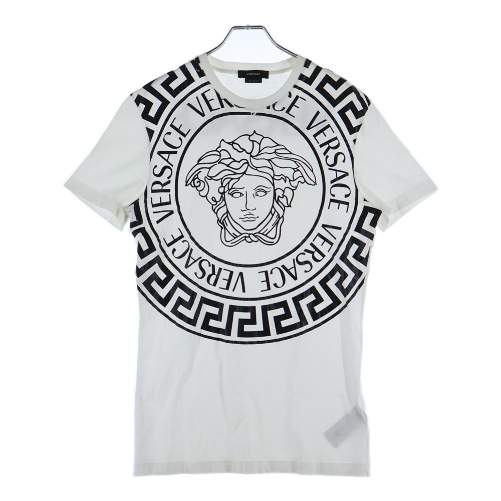 VERSACE(ヴェルサーチ) ロゴプリントデザイン 半袖Tシャツ カットソー ホワイト