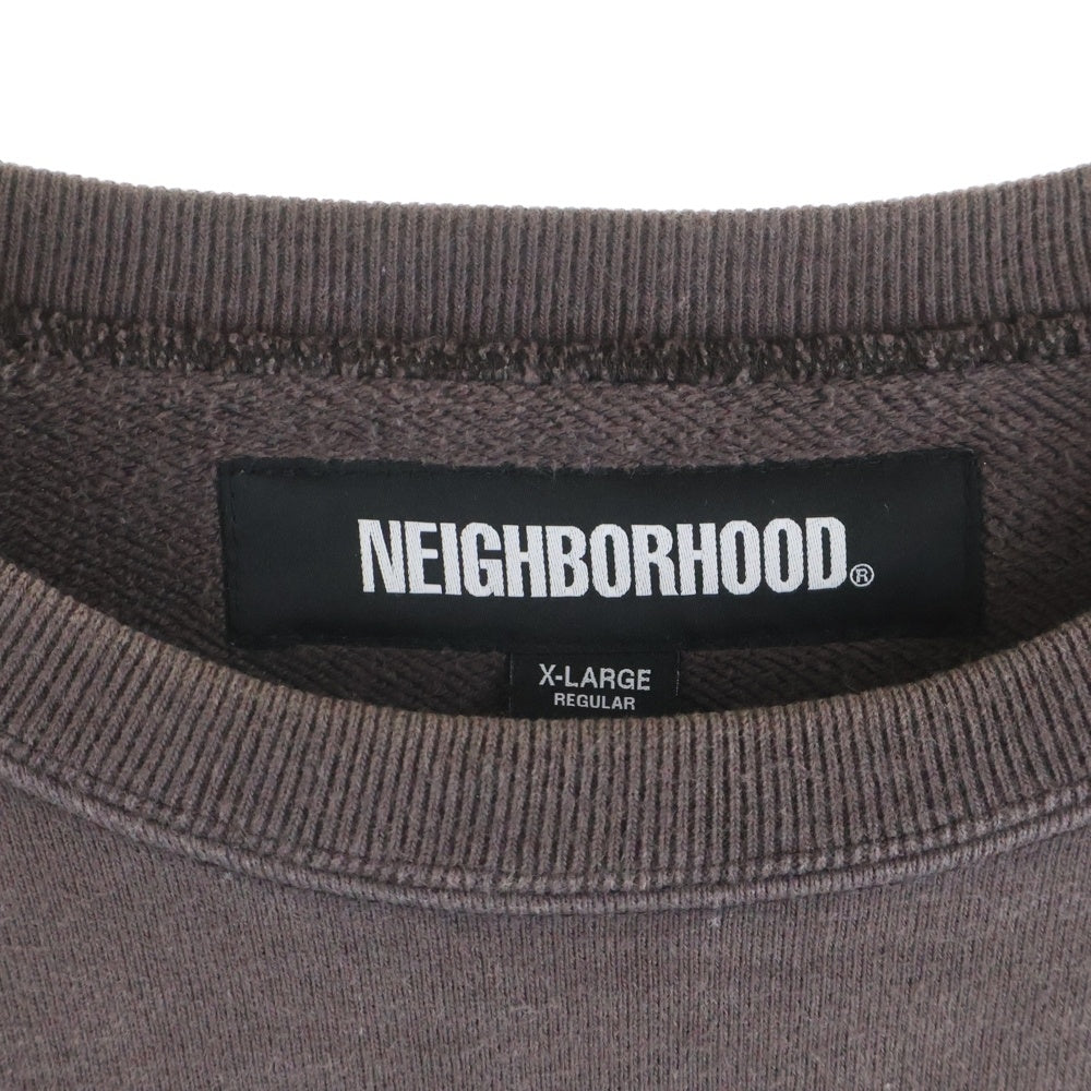 NEIGHBORHOOD(ネイバーフッド) CLASSIC SWEAT SHIRT LS クラシックスウェットシャツ ロングスリーブ ロゴプリントクルーネックスウェットトレーナー 252UWNH-CSM01 ブラウン