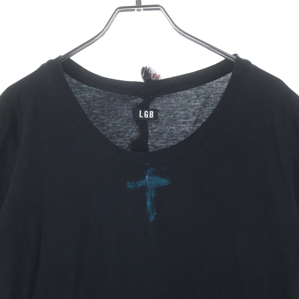 L.G.B.(ルグランブルー) Back Cross T-Shirts バッククロスTシャツ ペイントロゴハーフスリーブ半袖Tシャツ HSC-BCR/M 0061BCR ブラック