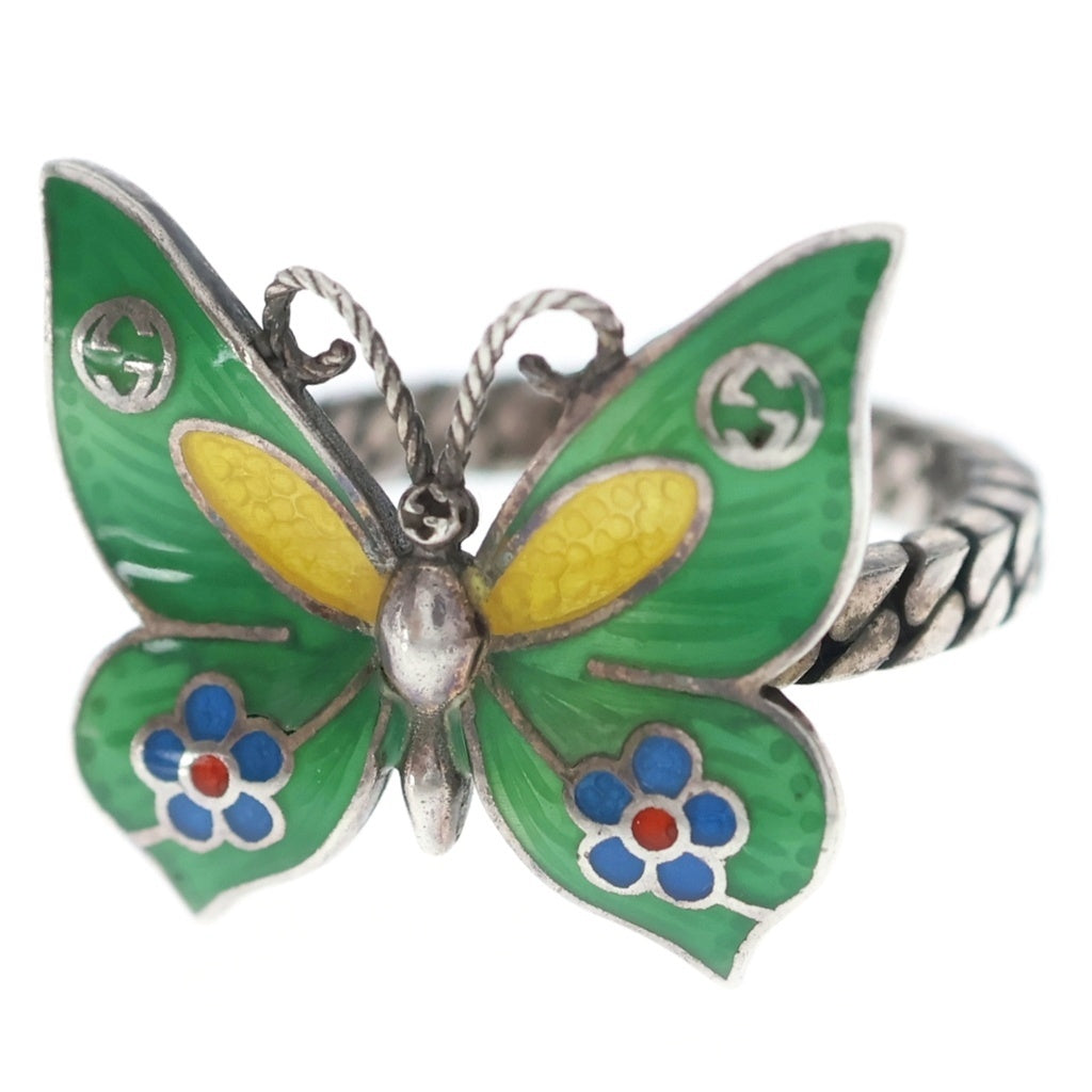 GUCCI(グッチ) Butterfly Ring バタフライ リング シルバー/グリーン レディース