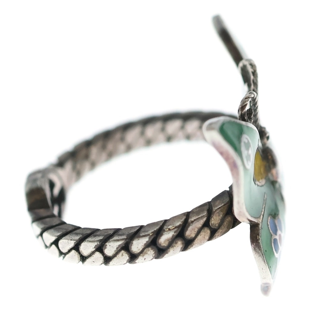 GUCCI(グッチ) Butterfly Ring バタフライ リング シルバー/グリーン レディース