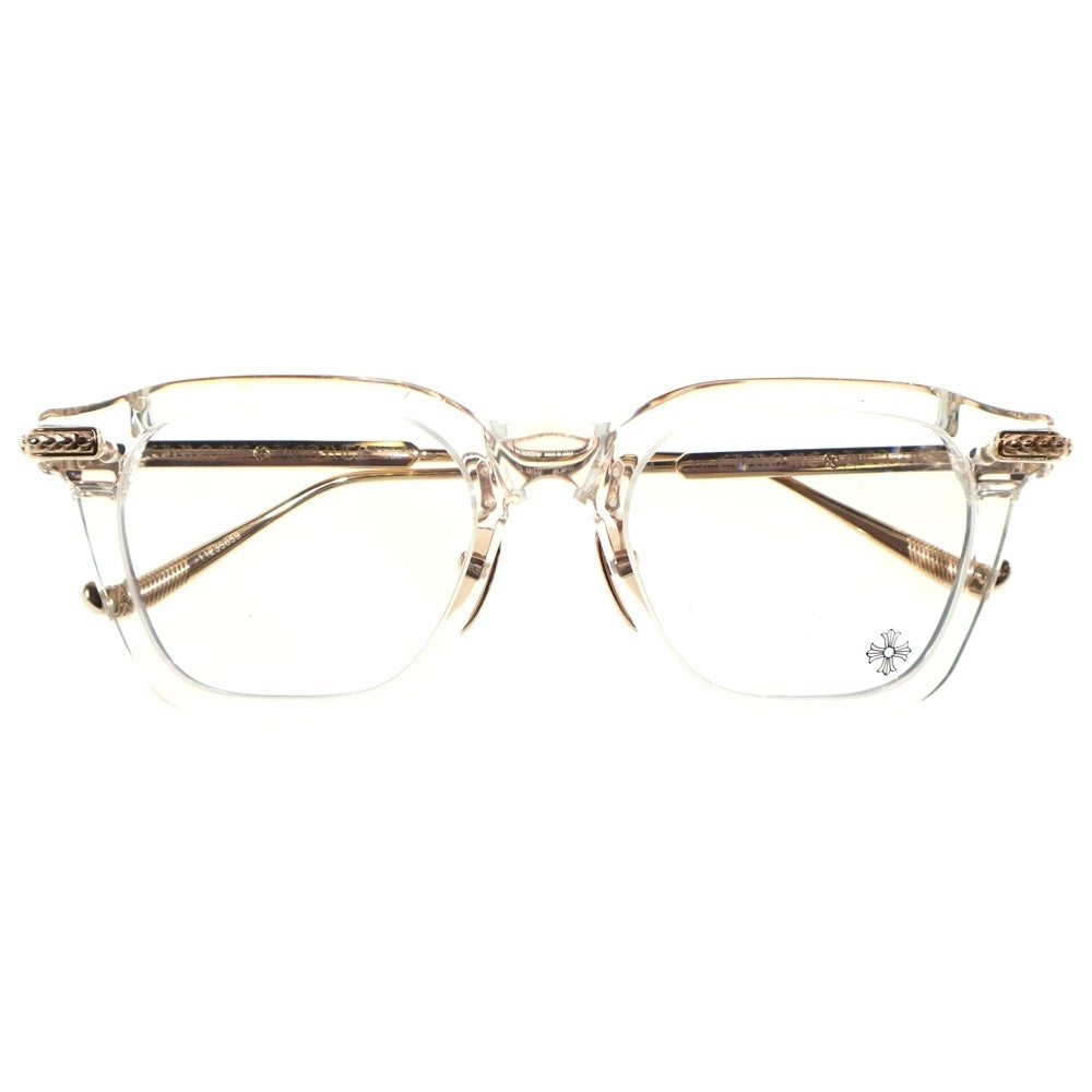 CHROME HEARTS(クロムハーツ) CUMPTION-A サイドフレアニー ゴールドフレーム ウェリントンサングラス アイウェア 眼鏡 ゴールド/クリア