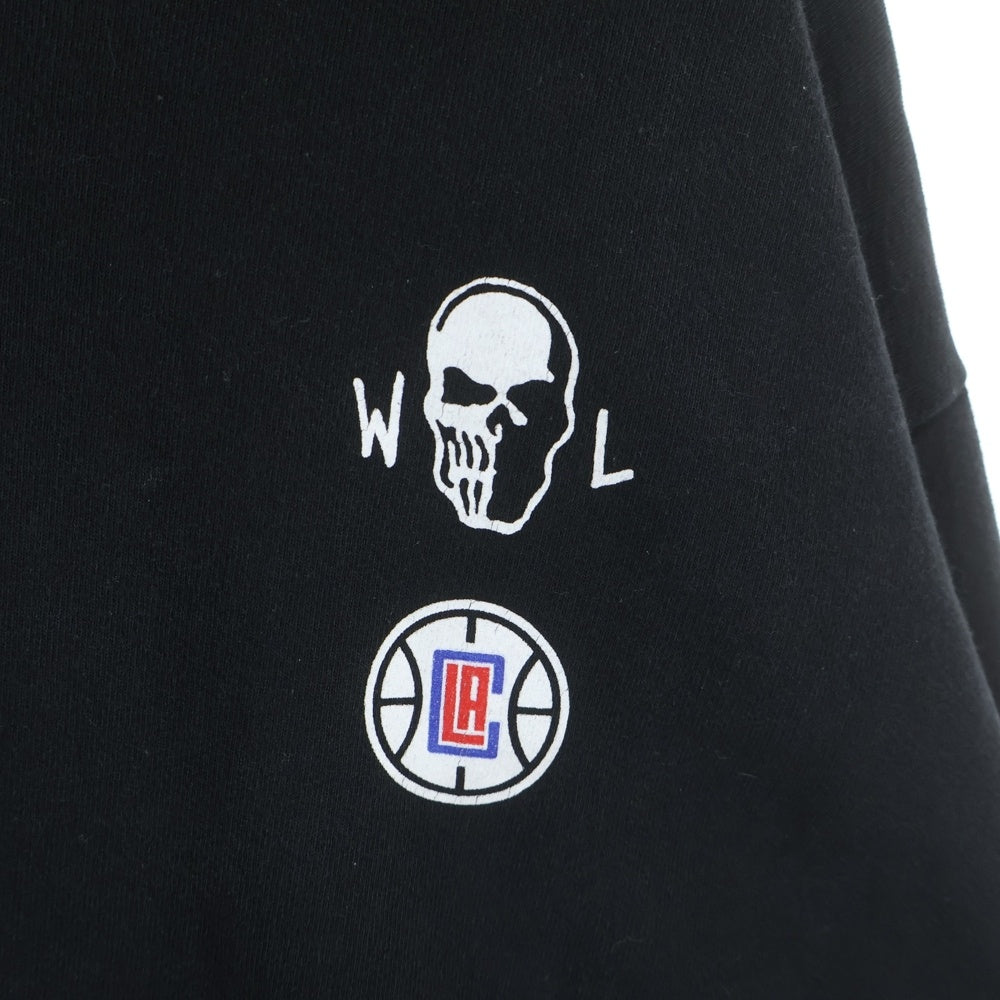 Warren Lotas(ウォーレンロータス) ×NBA Los Angels Clippers Hoodie ×エヌビーエー ロサンゼルスクリッパーズフーディー グラフィックプリントプルオーバースウェットパーカー ブラック