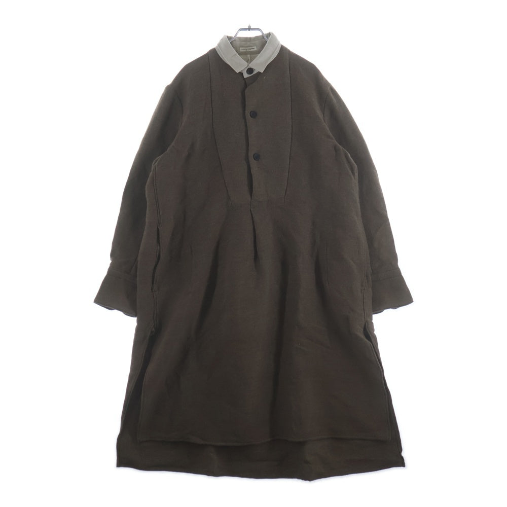sus-sous(シェス) Long Smock ウール ロング スモック 長袖シャツ ブラウン 06-SS01708